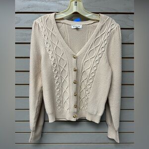 Heartloom Beige Cable Knit Button Cardigan